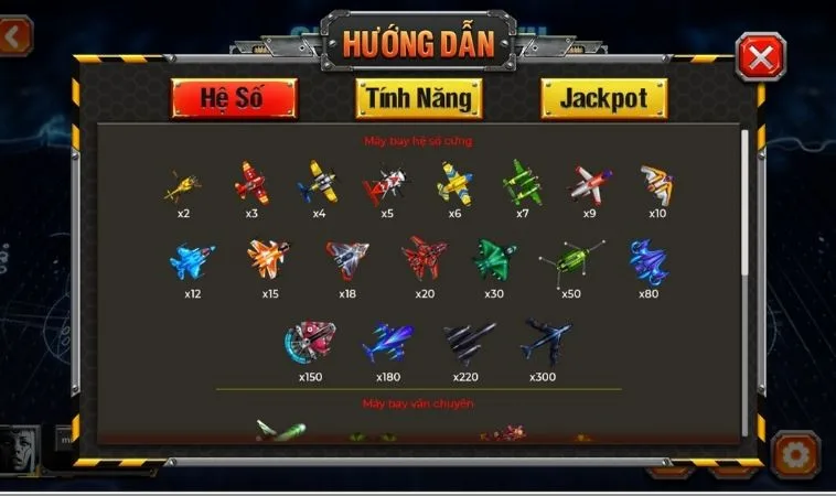 Các loại máy bay trong game Bắn Cá Đại Chiến B52 Tại EE88