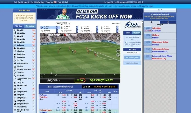 Giao diện cá cược Thể Thao Ảo EE88