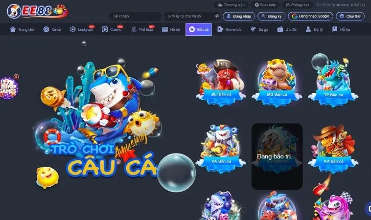 Sảnh Bắn Cá EE88 hợp tác với nhiều nhà cung cấp game săn cá uy tín