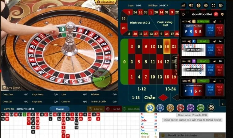 Giao diện chơi Roulette EE88