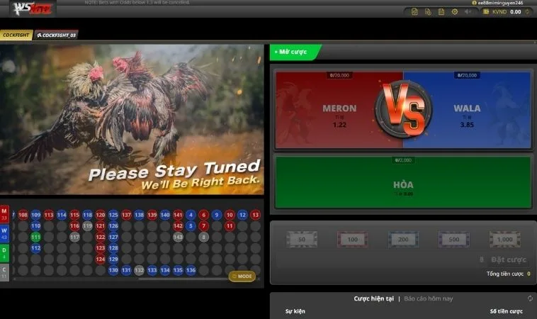Các cửa cược tại sảnh Đá Gà WS168 Tại EE88
