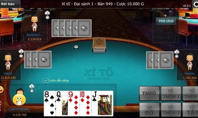 Giao diện chơi Xì Tố Tại EE88